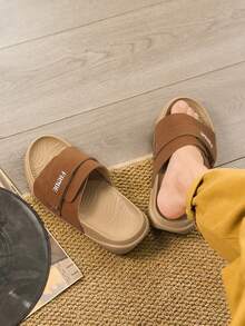 Adjustable Hook And Loop, Breathable, Shock-Absorbing, Soft And Comfortable Slippers For Men And Women, Suitable For Daily Wear And Play In Summer. - Classic Mocha Yellow - View 14