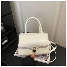 Bolso de cuero genuino para mujer, elegante bolso de mano y de hombro para oficina, citas y fiestas. Nuevo modelo de primavera 2026, moda de lujo ligero, diseño casual y sencillo, bolso cruzado de un solo hombro con textura para uso diario. - Rosa - Ver 9