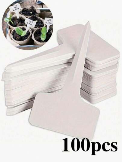 5/25/50/100pcs White T-Shape Plant Labels, Garden Plant Markers, Waterproof Outdoor Gardening Plant Signs, Easy To Write On Surface, Weather-Resistant, Suitable For Outdoor And Indoor Gardens, Gardening Signs, Outdoor Garden, Plastic Planting Tags, Waterproof Plant Marker Stakes, Outdoor Products
