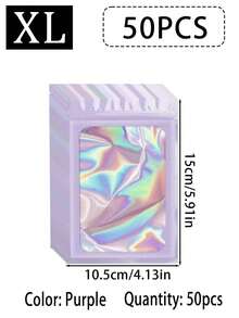 100/10pcs Transparent Holographic Bags, Odor-Proof Packaging Bags, Sealed Bags, Polyester Film Food Storage Bags, Zipper Sealed Bags, Polyester Film Holographic Resealable Bags, Suitable For Party Foods, Jewelry, Etc. - Multicolor - View 40