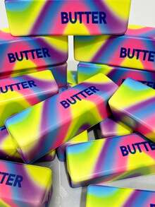 Colorful Gradient Butter Block Squishy, Slow Rebound Soft Stress Relief Toy, Party Gift, Birthday Gift, Holiday Gift, Squeeze Toy, Plush Soft Toy - Multicolor - View 5