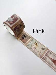 1roll Retro Stamp Pattern Creative Washi Tape, Exquisite Plant And Animal Floral Classic Print Design Tape, Multi-Color Simple Washi Tape, Used For Decorating Scrapbooks, DIY Stationery, And Gift Box Packaging - Single Piece - View 13