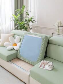 1pc Capa de sofá elástica refrescante em material de seda de gelo, refrescante no verão, resistente a sujidade, durável, lavável na máquina, não desbota, decoração para sala de estar interior, pátio exterior e férias, adequada para sofá reclinável em L de 1/2/3/4 lugares, capa para braço e encosto - Verde - Ver 8