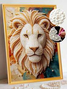 Pearl Painting, Lion Theme, Frameless Diy Handmade Diamond Painting Kit, Suitable For Bedroom Decoration, Living Room Hanging Painting, Room Decoration, Artwork, Birthday Gift For Friends, Innovative Holiday Gift - No Frame - View 3