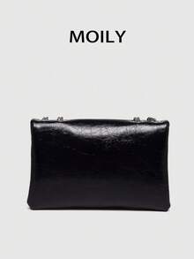 Bolso de hombro elegante de dama con 14 remaches, con elementos de estilo europeo versátil, bolso cruzado negro expandible de doble capa, bolso cuadrado pequeño de moda, adecuado para uso diario, citas, compras, fiestas de noche y diversas ocasiones. También es una excelente opción de regalo para días festivos. - Negro - Ver 4