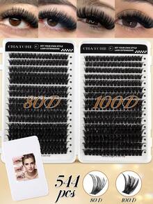 544/640pcs D Curl Single Flare False Eyelashes, Large Capacity For Thick Fluffy Natural Eye Makeup, Suitable For Home DIY, Beginners And Makeup Artists, Soft And Long-Lasting, Create Fox Eye And Cat Eye Looks - D - View 16