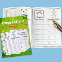 Lachilly Cuaderno de práctica de escritura con trazado de letras A-Z - 52 páginas con alfabeto en mayúsculas y minúsculas, libro de trazado para preescolar y jardín de infantes, libro de actividades de práctica de escritura para niños - Multicolor - Ver 12