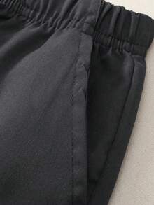 Conjunto de 3 pantalones largos casuales con bolsillos y cordón para niños, de unicolor delgado y de estilo versátil, adecuados para uso diario, escuela y viajes - Multicolor - Ver 6