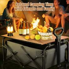 Metal Tabletop Board For Wagons Cart, Foldable Table 47"*24" Heavy Duty For Wagon, Alloy Board With Load Capacity 68LBS, Camping Essential And Gear For Outdoor Party With Family And Friends - Woody - View 7