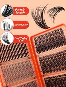 720/708/684 قطعة كتاب عناقيد رموش D Curl، رموش روسية حجم 3D ناعمة وفضفاضة بطول 10-18 مم بأنماط مختلطة، طقم إطالة رموش DIY محمول عالي الجودة، سهل التطبيق في المنزل، رموش مثالية لإطلالات حفلات يومية - متعدد الألوان - مشاهدة 12