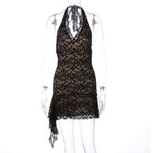 Vestido Nuevo Estilo Sensual Corte Corto Ajustado - Negro - Ver 5