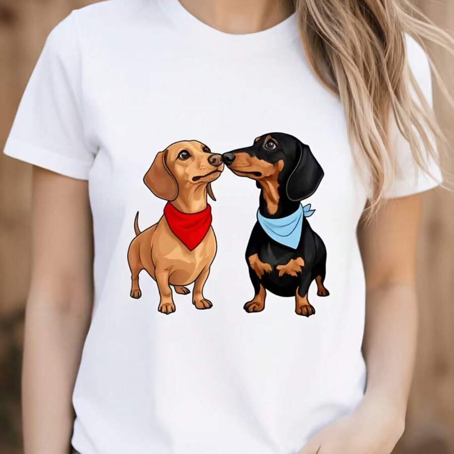 Printed T-Shirt For Men And Women - 白色 - 查看 1