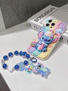 Disney Has Authorized, Phone Case - Chain Set, The Stitch Lilo & Stitch 3D Phone Case Plus A Silicone 3D Stitch Bracelet With Metallic Ring Removable Bracelet, Stitch And Angel Pattern, Compatible With Iphone17/16/15/14/13/12/11/XS/XR/X Plus Pro Max, A Stylish Cartoon Phone Case, The Perfect Gift Choice, Phone Protection, Durable Phone Cover, Great Gift For Friends And Family. - 白色 - 查看 5