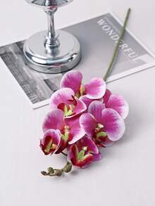 1pc 60cm Long Faux Phalaenopsis Orchid Flower, Lifelike Butterfly Orchid For Home, Living Room, Dining Table, Party Decor - Red Violet - View 5