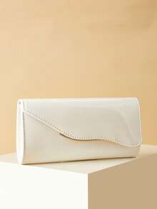 This Luxurious And Fashionable Solid Color Mirror PU Leather Clutch Bag Is Lightweight And Portable, Suitable For Teenage Girls, Women, College Students, New Professionals And White-Collar Workers, Perfect For Office, Campus, Work, Business, Commuting, Outdoor Activities, Travel, Outings, Parties, Weddings, Balls, Dinner Parties And Other Occasions. - White - View 3