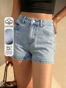 Minifalda de verano para mujer con decoración de rhinestones, shorts vaqueros ajustados y sexy de estilo urbano con lentejuelas - Lavado ligero - Ver 1