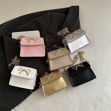 Bolso de cuero genuino para mujer, elegante bolso de mano y de hombro para oficina, citas y fiestas. Hermoso lazo, moderno, sencillo bolso bandolera cuadrado pequeño para mujer, 2026, nuevo, a la moda, elegante, de color sólido. - Blanco - Ver 1