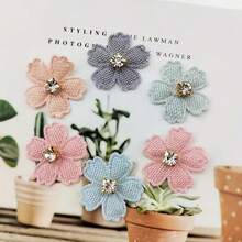 20/30/40/50/100Pcs Random Color Shiny Rhinestone Flower Appliques, Suitable For DIY Clothing, Hats, Hair Accessories And Handicrafts - Multicolor - View 2