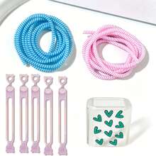Flower Shaped Charging Cable Protector Cord, Flexible Spring Coil Wrap For Data Cable, Anti-Breaking Charging Line Protector Case Compatible With Smartphones, Computers And Other Devices - Multicolor - View 2
