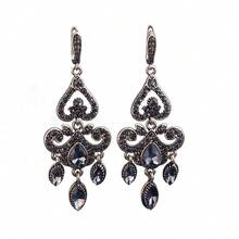 1 par de pendientes vintage en forma de gota de agua, joyería de palacio otomano turco con diamantes de imitación grises, pendientes en forma de gota de agua estilo bohemio para mujeres, uso casual en playa y vacaciones - Pendientes clásicos - Ver 8
