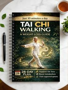 1 Tai Chi Walking Phiên bản Nâng cao: Kế hoạch 28 ngày | Luyện tập 10 phút mỗi ngày, các động tác minh họa dần dần giúp cải thiện thăng bằng và vượt qua nỗi sợ bị ngã | Đóng gáy lò xo, giấy - A5 - Xem 2