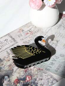 1pc New Cute Cartoon Swan Hair Clip, Creative Animal Design Hair Accessory, Suitable For Daily Wear, Commuting And Gift Giving Summer Beach Claw Clips - Multicolor C - View 5