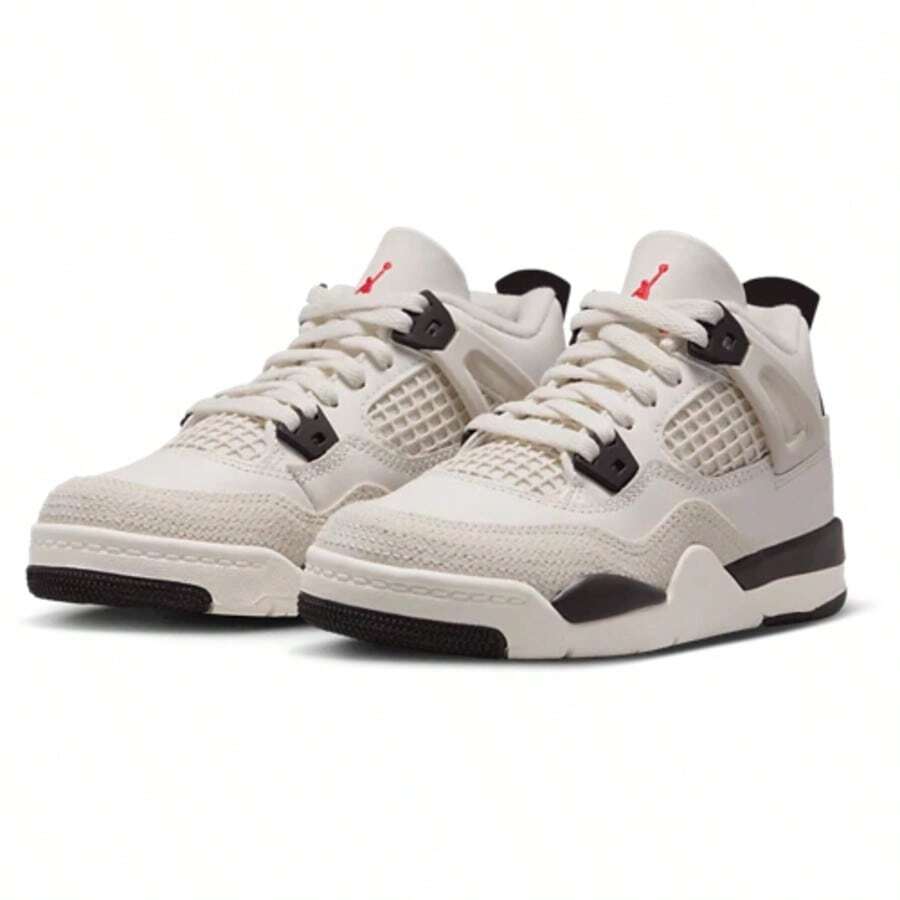 Nike Jordan Retro 4 Boys' Preschool White/Black/Red IM4028-100 - White, Black, Red - View 1