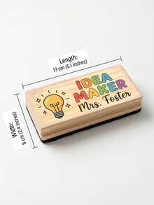 Custom Wooden Whiteboard Eraser For Teachers, Printable With Names & Slogans. 3 Cute Patterns: Bulb, Owl, Book. Sponge Head For Easy Cleaning. Perfect Gift For Teachers' Day, Graduation, Holidays, For Classroom, Office And Home Use. - Multicolor - View 3