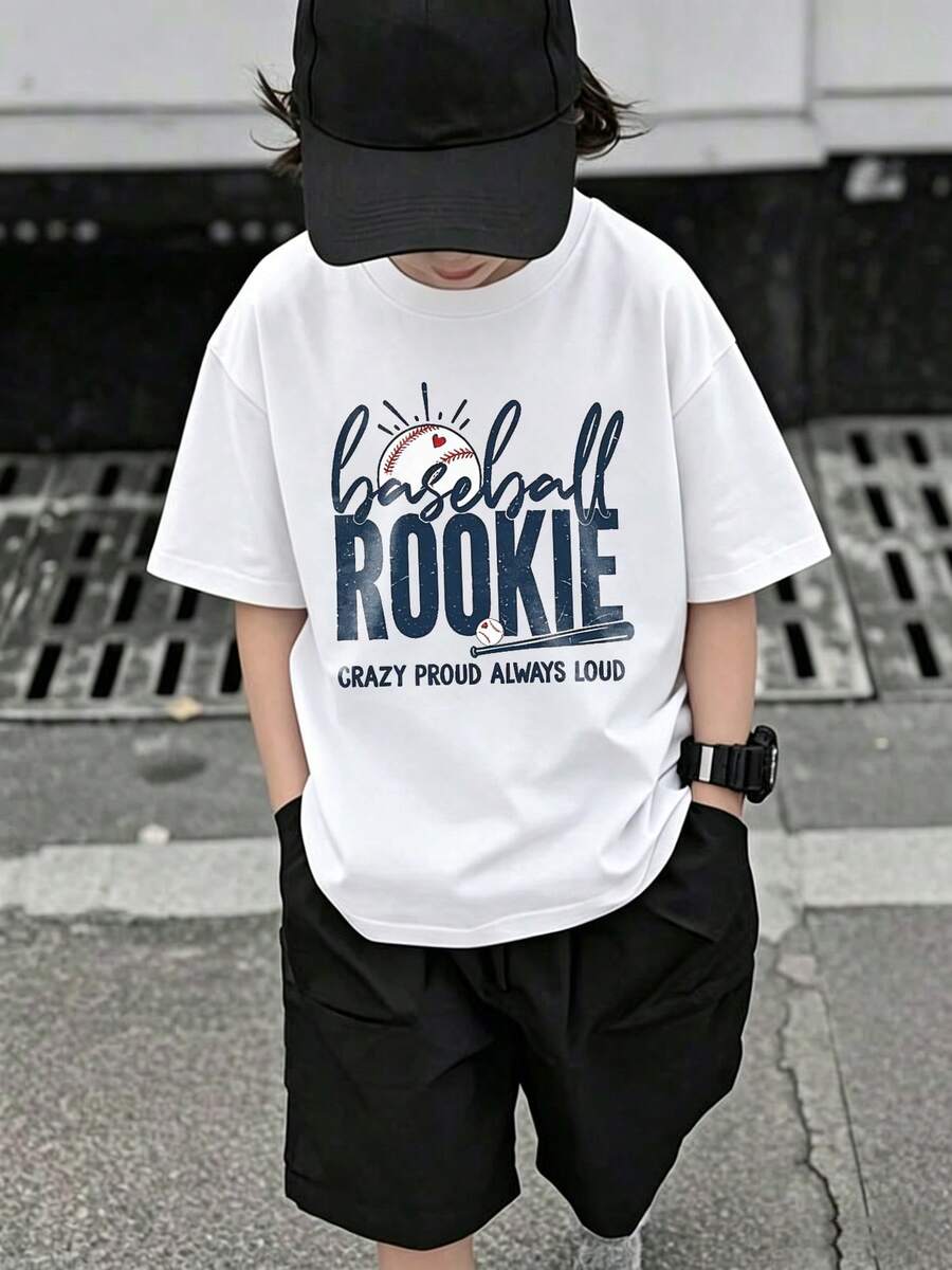 [Cotton T-Shirt] Tween Boy One-Piece Printed Pullover Short-Sleeve T-Shirt, Suitable For Students And Young Children, A Summer Gift For Kids - 白色 - 查看 1
