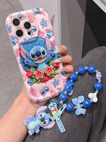 Disney Has Authorized, Phone Case - Chain Set, The Stitch Lilo & Stitch 3D Phone Case Plus A Silicone 3D Stitch Bracelet With Metallic Ring Removable Bracelet, Stitch And Angel Pattern, Compatible With Iphone17/16/15/14/13/12/11/XS/XR/X Plus Pro Max, A Stylish Cartoon Phone Case, The Perfect Gift Choice, Phone Protection, Durable Phone Cover, Great Gift For Friends And Family. - trắng - Xem 2