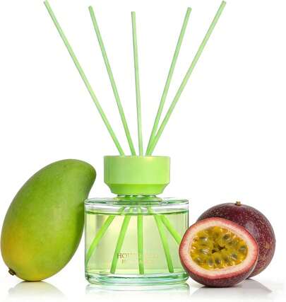Reed Diffuser Set - 3.38 Fl Oz (100ml) Tropical Fruit Oil Diffusers | 5 Premium Reed Sticks | Home Fragrance Oil For Bathroom, Bedroom &Amp; Living Room | Aromatherapy Diffuser | Shelf Decor