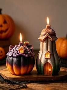 Halloween Creative Pumpkin House Candle Mold, DIY Retro Fairy Tale Aroma Diffuser Model, Party Atmosphere Desktop Decor, Unique Holiday Gift - Fairy Tale Pumpkin House - Mold - View 6