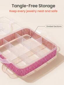 Rhinestone Decorated 3-Layer 18-Compartment Detachable Handheld Storage Box, Hardware Tool Organizer, Contact Lens Storage Case - Multicolor - View 2