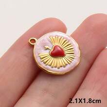 2pcs Rose Red Pearlescent Light Pink Oil Drip Sacred Heart Pendant Jewelry Making Charms 304 Stainless Steel Heart Pendant Sun Chain Flame Heart Pendant Suitable For Necklace Bracelet Earrings Bag Chain Decoration Personalized Vintage Fashion Accessories Enamel Sacred Heart Pendant Handmade DIY Gift Men Women Accessories Jewelry Supplies - Love Heart - View 12