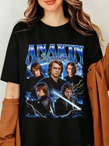 Stars Wars Anakins Skywalkers T-Shirt, Jedi Sith Movie Merchandise Summer Concert T-Shirt, Halo Unisex Softstyle Tee, Galaxy's Edge "May The Force Be With You" Shirt, DisneyTrip T-Shirt - Black - View 1