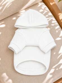 PETCIRCLE 1pc Pet Clothes, Dog/Cat Outdoor/Indoor Apparel, Comfortable Sweatshirt Series For Small Dogs & Puppies, Spring/Autumn, Printed Pattern + Solid White Sweatshirt - White - View 5