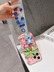 Disney Has Authorized, Phone Case - Chain Set, The Stitch Lilo & Stitch 3D Phone Case Plus A Silicone 3D Stitch Bracelet With Metallic Ring Removable Bracelet, Stitch And Angel Pattern, Compatible With Iphone17/16/15/14/13/12/11/XS/XR/X Plus Pro Max, A Stylish Cartoon Phone Case, The Perfect Gift Choice, Phone Protection, Durable Phone Cover, Great Gift For Friends And Family. - trắng - Xem 3