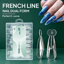 nailpop 140pcs/Box Ujung Ekstensi Kuku yang Dapat Digunakan Kembali, Alat Ekstensi Kuku Bentuk Almond Pendek Lengkung C Transparan untuk Manikur Prancis - Clear - View 5
