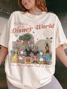 Officially Licensed Disney Product, Comfort Color® Retro Mickey And Friends Disney World Shirt, Retro Walt Disney World T-Shirt, 2026 Disney Trip Disney Vacation T-Shirt, Disney Family Outfit, 100% Cotton High-Quality T-Shirt, Fitted T-Shirt, Unisex, Perfect Gift, Free Shipping. - Màu be - Xem 1
