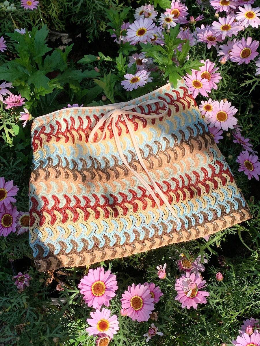 Falda informal con rayas de colores para mujer - Multicolor 3 - Ver 1