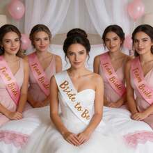 1 Set Of Champagne Pink Sashes With Rose Gold Glitter Lettering, A Unique Bridesmaid/Bridesmaid Belt For Bachelor/Bachelorette Parties, Bridal Parties, Weddings - Multicolor - View 6