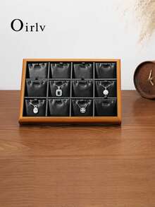 Oirlv High-End Wood Flat Jewelry Tray Stackable Jewelry Drawer Organizer New Bracelet/Watch/Earrings Showcase Jewelry Holder Jewelry Store Display Props - PU Black - View 3