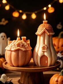 Halloween Creative Pumpkin House Candle Mold, DIY Retro Fairy Tale Aroma Diffuser Model, Party Atmosphere Desktop Decor, Unique Holiday Gift - Fairy Tale Pumpkin House - Mold - View 2