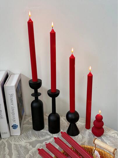 4 piezas Velas perfumadas largas de Navidad, Portavelas cónicos sin humo de 10 pulgadas de color rosa, hechos de cera de parafina con mecha de algodón, tiempo de quemado de 8 horas, decoración del hogar, regalo de portavelas