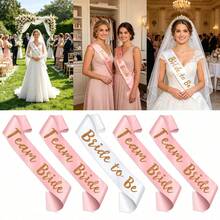 1 Set Of Champagne Pink Sashes With Rose Gold Glitter Lettering, A Unique Bridesmaid/Bridesmaid Belt For Bachelor/Bachelorette Parties, Bridal Parties, Weddings - Multicolor - View 2