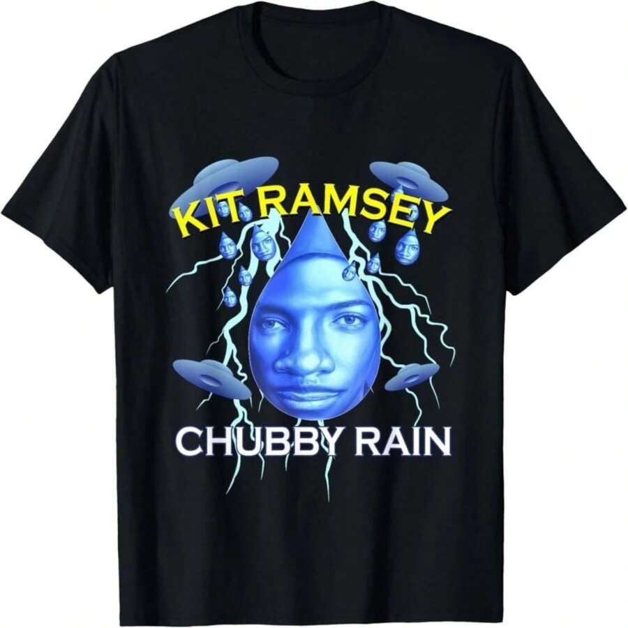 Kit Ramsey Chubby2 Rain Funny Meme Graphic T Shirt - 黑色 - 查看 1
