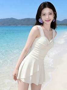 Women Swim Dresses - Off-white - View 3