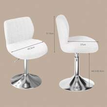Devoko Height-Adjustable Swivel Chair, White Bouclé Vanity Chair With Backrest, 360° Bar Stool For Dining Room, Living Room And Salon - White - View 9