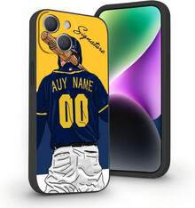 Funda de Béisbol Personalizada con Nombre y Número para 16 15 Pro 14 13 12 11 XS XR SE3 8 6 Plus 11 Pro, Silicona Líquida con Protección de Cámara, Funda de Teléfono con Firma Personalizada () - Modelo Milwaukee - Ver 1
