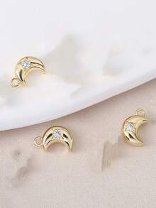 3 Styles DIY Fashionable Personalized Copper Inlaid Cubic Zirconia 18K Gold/Silver Star & Moon Jewelry Accessories, Suitable For Various Occasions - DIY Moon Accessories - View 9